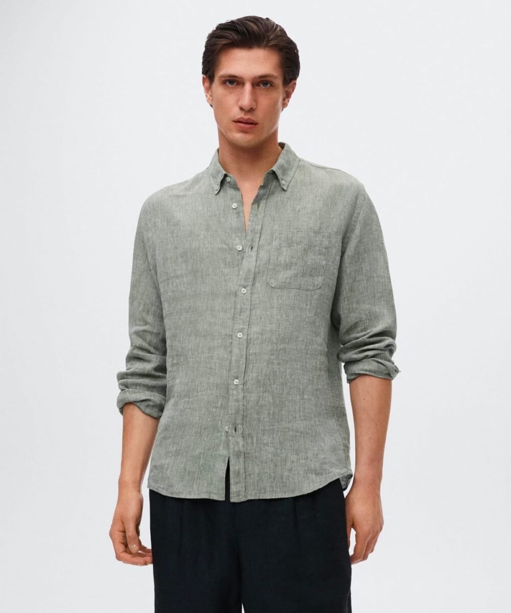 100% linen slim-fit shirt - Imagen 2