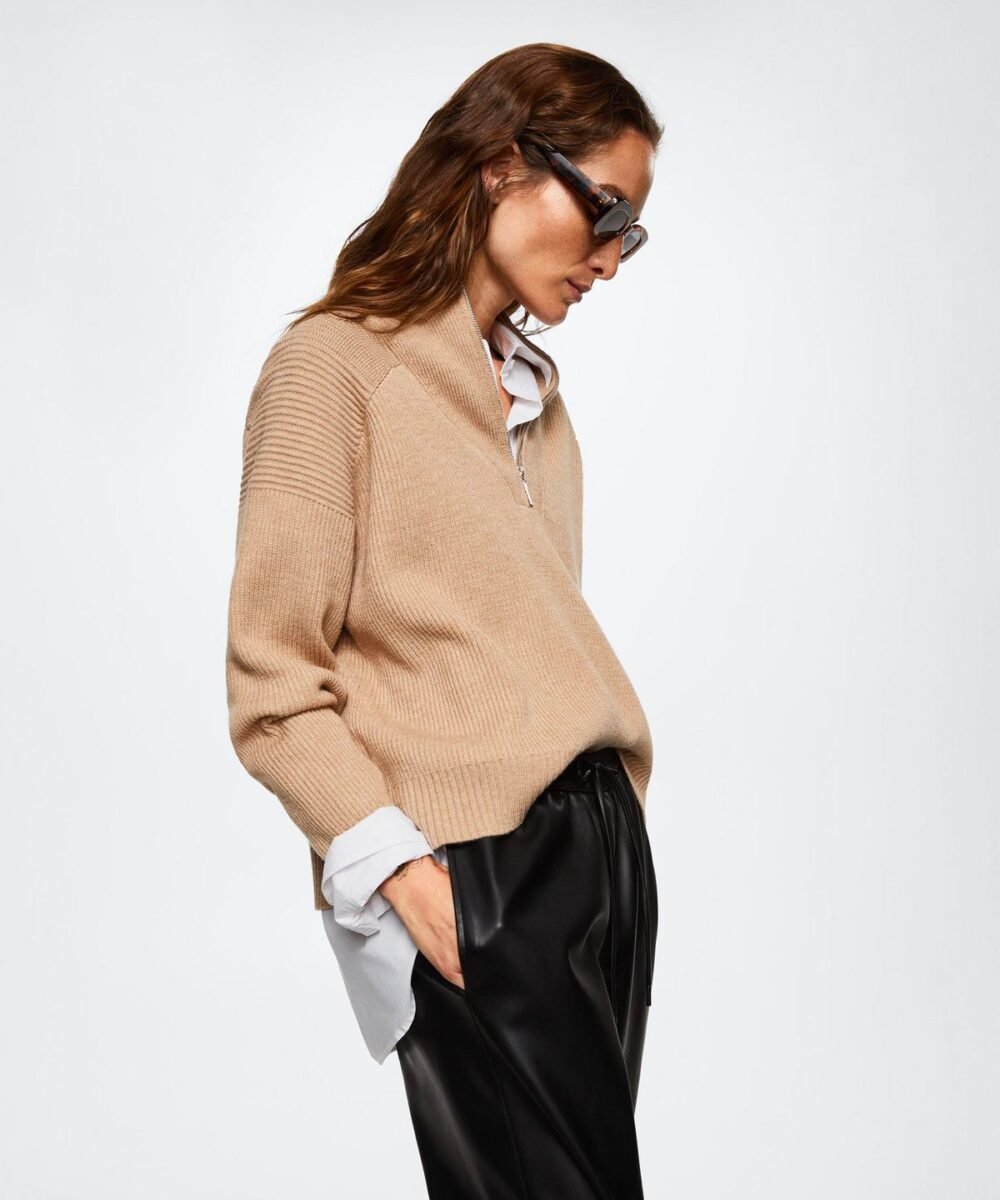 Leather-effect elastic waist trousers - Imagen 2