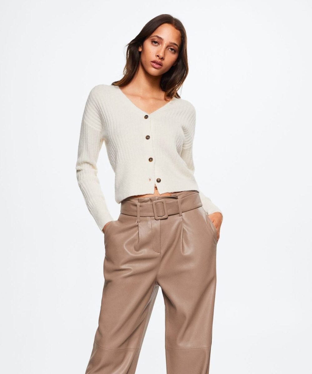 Leather-effect straight trousers - Imagen 2